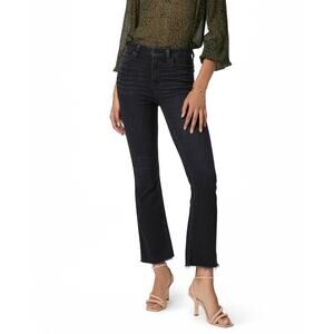 PAIGE Claudine Raw Hem Flare Jeans Black Lotus Size 30